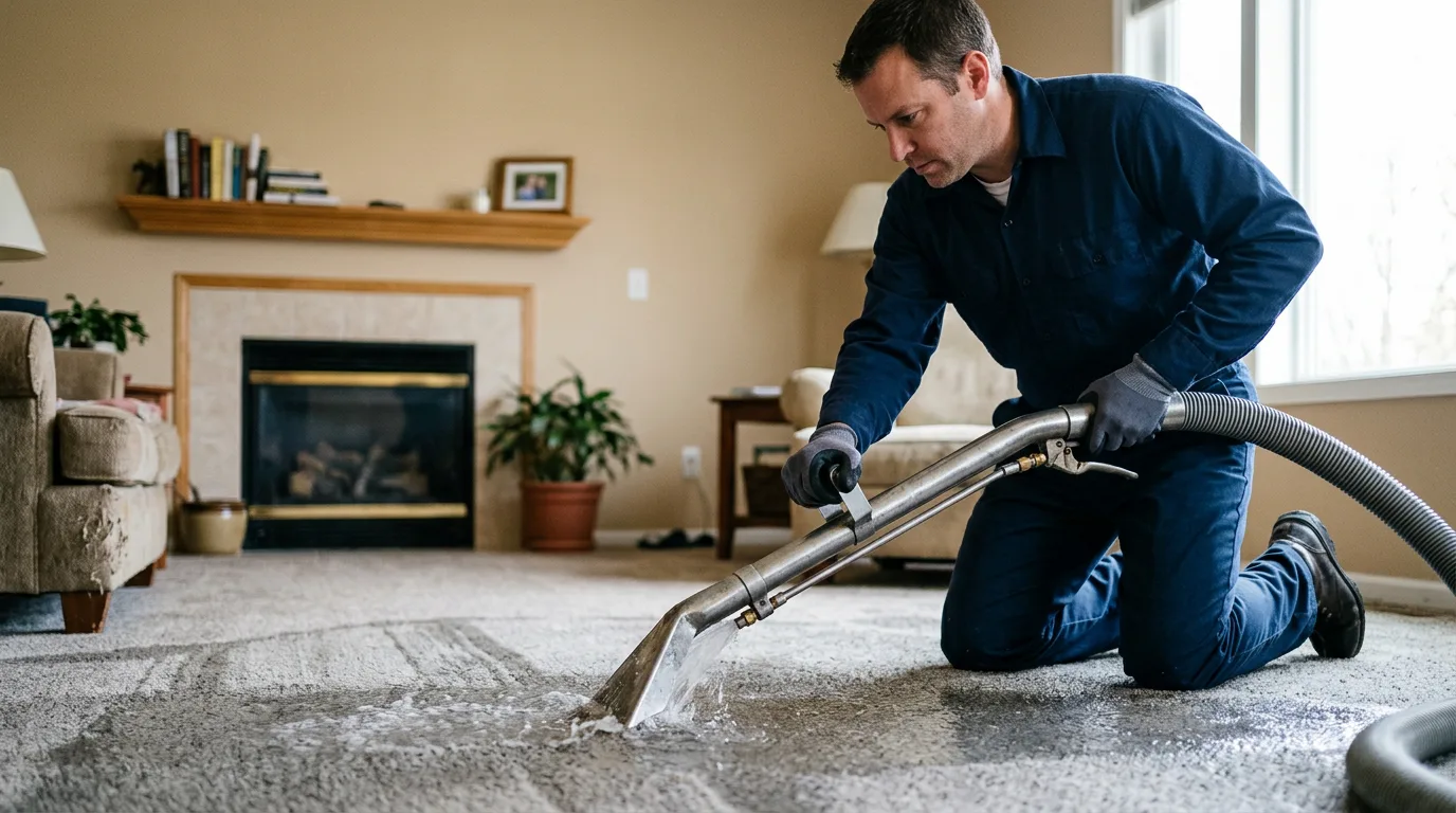Water damage restoration technician working near Traskwood, AR